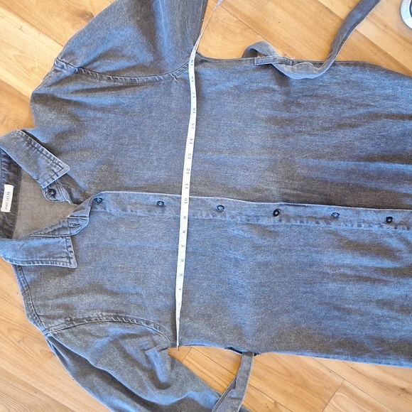Avec Les Filles Long Sleeve Cotton Denim Shirt Dress Size Small Black Charcoal - Picture 8 of 11